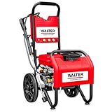 WALTER Benzin Hochdruckreiniger, Terrassenreinger, 250 bar, 7 PS Viertaktmotor, 208 CCM, inkl. Zubehör: 6m Hochdruckschlauch, 4m Ansaugschlauch, 5 Düsen, Vollgummiräder