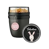 wunderwunsch Mepal Müslibecher personalisiert, Pot Joghurtbecher, to go Becher, Geeignet für Tiefkühler, Mikrowelle und spülmaschinenfest mit Wunschnamen (Hase, schwarz)
