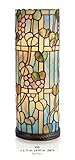Casa Padrino Tiffany Tischleuchte Durchmesser 15cm, Höhe 45cm Zylinderförmig Mosaik Leuchte Lampe Hockerleuchte
