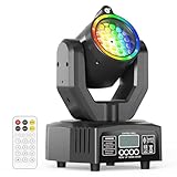 Mini Moving Head Beam Bühnenlicht 30W, Spot Discolicht RGB LED mit Fernbedienung Gobo DJ Lichteffekte DMX512 Stroboskop mit Blende für Partys Bars KTV Hochzeiten