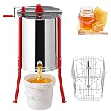 XMTECH Honigschleuder Manuell 4 Waben Edelstahl | Tangential Honigextraktor mit Sichtdeckel & Höhenverstellung | Imkerei Schleuder für Hobby & Profi, robuster Honigauslass & einfache Reinigung