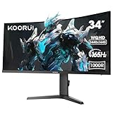 KOORUI 34 Zoll Ultrawide Curved Gaming Monitor, PC Bildschirm 165Hz, 1MS, 1000R, WQHD 3440x1440, VA, Adaptive Sync, 2xHDMI 100Hz & Display Port 165Hz, VESA 75 * 75mm, DCI-P3 90%, Höhenverstellbar