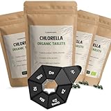 Cupplement - 4 Beutel Chlorella 300 Tabletten - Gratis Pillenbox - Bio - Kein Pulver oder Flocken - Nahrungsergänzung - Superfood - Spirulina