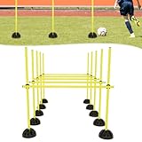 VANCHEMO Sprungstangen-Set Agility Trainingsstangen für konditionelles Training, Multifunktionales Hürden Set Sprungkraft inkl. 15 Stangen, 10 Fuß & 10 Clips, Gelb