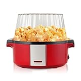 Automatisch Rührender Popcorn-Maker Heißöl-Popcornmaschine Mit Großem Fassungsvermögen Mit Verbrühungsschutz-Griff, Messdeckel Und Integrierter Wendbarer Servierschale Ideal Für Home Party Filmabend