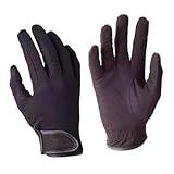 Didiseaon Professionelle Reithandschuhe Unisex Abriebfeste Mikrofaser Reiterhandschuhe Atmungsaktiv Verstellbar Am Handgelenk mit Touchscreen Funktion Schwarz für Pferdetraining