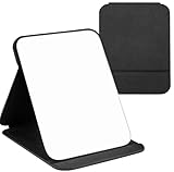 Reisespiegel Klappbar, Klappbar Make-up, Tragbar Kosmetikspiegel, Klappbarer Reisespiegel, Klappspiegel mit Schwarz PU-Leder, Super HD Schminkspiegel für Tischplatte, Zuhause und Reisenutzung, 16x11CM