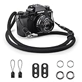 VOVMOEYA Kameragurt Sony Alpha,Kamera Tragegurt aus Seil für Canon EOS Sony A6000 A6400 A7 IV Fujifilm X100V XT5 Nikon Zfc Nackengurt Umhängegurt Schultergurt DSLR Kameragurt - Schwarz