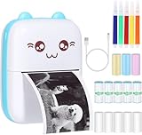 Mini Drucker Taschendrucker Thermofotodrucker Bild Fotoetiketten Memo Quittungspapierdrucker Fotodrucker mit 15 Rollen Druckerpapie für Smartphone Kompatibel mit Android,iOS System für Journal,Reise