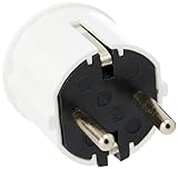 Meister Schutzkontakt-Stecker - Kunststoff - weiß - 250 V - 16 A - Maximaler Kabelquerschnitt 2,5 mm² - IP20 Innenbereich - Seitliche Einführung / Schuko-Stecker mit Zugentlastung / 7421110