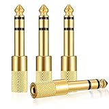 4 Stück Kopfhöre Klinken Adapter 6,5mm Klinke Stecker auf 3,5mm Klinke, 6.5mm (1/4 Zoll) Klinkenstecker auf 3.5mm (1/8 Zoll) Klinken Buchse aux Stereo Audio Adapter für Kopfhörer oder Lautsprecher