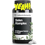 natural elements Selen Komplex – 365 Tabletten mit je 200µg – Komplex aus Natriumselenit und Selenmethionin – vegan, hochdosiert, ohne unnötige Zusätze – in Deutschland produziert & laborgeprüft