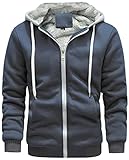VSUSN Herren Hoodie mit Reißverschluss, Kapuzenpullover mit Fleecefutter, Winter Warm Kapuzenjacke, Teddy Gefüttert Fleecejacke, Plus Dicke Sweatjacke mit Kapuze,Modernes Grau,L
