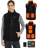 Fleece Heizweste Herren mit powerbank 16000 mAh 7.4 V, Wärmeweste Herren, Elektrisch Beheizte Weste mit Powerbank auf der Jagd, Skifahren,Outdoor Motorrad-L
