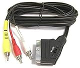 PremiumCord SCART Kabel zu 3xCINCH, Stecker zu Stecker, IN/OUT Schalter, schwarz, 1,5m