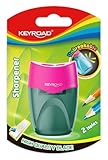 Keyroad Kunststoffspitzer, Bruchsicher Spitzer, Doppelt Bleistiftspitzer, Anspitzer Mit Behälter, Blister, Farbmix