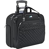 EMPSIGN Trolley Business Rolling Laptop mit Rädern, Rolling Laptoptasche für Frauen passt bis zu 15.6 Zoll Laptop Aktentasche auf Rädern, Wasserabweisende, mit RFID Taschen, schwarz