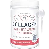 Collagen Pulver mit Hyaluronsäure und Biotin 500g - mit Peptide Typ 1 & 3, geschmacksneutral und gut löslich
