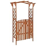 vidaXL Tannenholz Massiv Pergola mit Tor Rosenbogen Torbogen Rankhilfe Spalier Rankgitter Gartenbogen Gartentor Gartentür 116x40x204cm