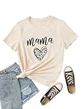 Damen Umstands-Still-Shirt, lustiges Mama-Shirt, niedliches Leopardenherz, Grafik-T-Shirt, freundlicher Reißverschluss, Umstands-Still-Tops, Cream, Klein