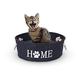 Bestlivings Katzenkorb Ø40cm - inkl. Kissen - Katzenbett Home - Katzenschlafplatz aus Filz rund, Filzbett für Katzen - Haustier Liegeplatz mit Henkel
