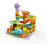 burgkidz Murmelbahn Bauklötze Dinosaurier Set, 78-teiliges Interaktive Kugelbahnen Labyrinth Spiel Kompatibel Konstruktionsspielzeug, STEM Pädagogisches Geschenk für Kinder Alter von 3+ Jahren