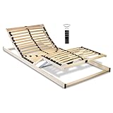 RehaSleep Elektrischer Lattenrost – Fertig montiert – Made in Germany – Elektrisch verstellbar mit Funkfernbedienung – 7-Zonen (120X200cm)