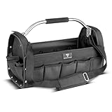 STAHLWERK Werkzeugtasche - 18 Außentaschen, 10 Innentaschen, robuste Installateur-Tasche, tragbarer Werkzeugkoffer, Montagetasche mit Tragegriff und Schultergurt, strapazierfähiges Polyester-Gewebe