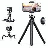 Lamicall Handy Stativ, Mini Stativ Halter - Flexible Handy Halterung Stativ für Smartphone und Kamera, 360° Pocket Tripod mit Kabelloser Fernbedienung, Handystativ für iPhone 15/14/13, Sumsung, GoPro