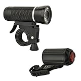 Fischer Fahrrad Beleuchtungs-Set 30/15 Lux, Batterie-Leuchtenset, Front- und Rückleuchte, 2 Leuchtfunktionen, Spritzwasserschutz nach IP44, StVZO-zugelassen