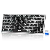 TECKNET Kabellose Tastatur - Freies Wechseln Zwischen 4 Geräten (2,4G+BT), Wiederaufladbare Bluetooth-Tastatur, Deutsches Layout QWERTZ Ultradünn für PC, Laptop, Tablet, Smart-TV und Handy