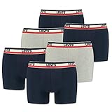 6er Pack Herren Levis SPRTSWR Logo Boxer Brief Boxershorts Unterwäsche Pants, Farbe:Navy/Grey Melange, Bekleidungsgröße:M