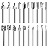 20 PCS Bohrer Set, HSS hohe Härte Rotary Holzschnitzerei Fräser Set mit 1/8' (3mm) Schaft, Router Bits DIY Gravur Werkzeuge für Holzbearbeitung Bohren Trimmen (geeignet für Rotary Tool)