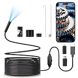 HOFENY 1920P HD Endoskop Mit LED Licht, Inspektionskamera Ohne WLAN Erforderlich, Kanal-Kamera Wasserdicht IP67 für Android & iOS, 16.4 ft / 5m