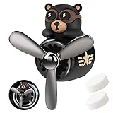 URAQT Auto Diffuser,Cartoon Bär Pilot Auto Lufterfrischer Automotive Air Outlet Lüfterfrischer Vent Clips Auto Innendekorationszubehör Auto Parfüm Diffusor Mit 2 x Aromatherapie Tabletten Schwarz