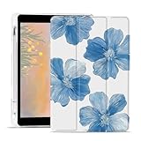 Schutzhülle für iPad Air 27,9 cm (11 Zoll), 7. / 6. Generation 2025/2024, für iPad Air 5. / 4. Generation 27,7 cm (11 Zoll), 2022/2020, süßes Blumenmuster, dreifach gefaltet, weiße Lederhülle