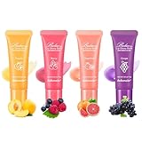Lip Glowy Balm,4er-Pack Fruit Glowy Lip Balm,Vitamin E Lip...