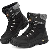 Lvptsh Herren Damen Winterstiefel Schneestiefel Warm Gefütterte Wasserdicht Trekkingschuhe Wanderhalbschuhe rutschfest Leicht Winterschuhe Outdoor Walking Schuhe,Schwarz,EU37