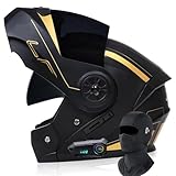 Motorradhelm Mopedhelm Klapphelm Mit Sonnenblende Bluetooth Helm Motorrad Roller Helm Herren Motorradhelm Damen Integralhelme Mit Mikrofon Chopper Helm ECE Zertifiziert Mofa Helm(L1,S=(55~56CM))