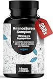 Aminosäuren Komplex Hochdosiert - 250 Tabletten - 6105 mg pro Tagesportion mit 9 Essentiellen Aminosäuren + Glycin, Taurin & Carnitin - Protein Kapseln - Vegan & produziert in Deutschland