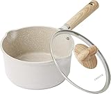 CAROTE Stielkasserolle 20cm mit Deckel 2.4L Milchtopf mit Ausgießer,Kleine Pfanne mit Antihaftbeschichtung für öl- und fettfreies Braten,Kleiner kochtopf für alle Herdarten geeignet inkl. Induktion