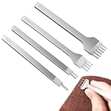 Lederlochzange Für Lederstiche & Näharbeiten - 4X Lochstanzen Set Zum Nähen Und Basteln - Stanzwerkzeug Aus Stahl Für Heimwerkstatt Unterwegs & Studio