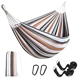 Hängematte Outdoor Camping Poly-Baumwolle Hängematten 230 x 150CM Gesamtlänge 310CM Tragbar Reise Hängematte Atmungsaktiv Hammock für Hängematten-Ständer, Garten, Camping, Strand, Balkon