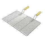 BBQ Grillrost Eckig 60x40cm aus Hochwertigem Edelstahl mit Handgriffen für Gasgrill, Kugelgrill usw.