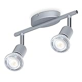 B.K.Licht - LED Deckenlampe schwenkbar, neutralweiße Lichtfarbe, je 5 Watt, 400 Lumen, LED Deckenleuchte, Lampe, Wohnzimmerlampe, Schlafzimmerlampe, Küchenlampe, 25,5x7x9,5 cm, Titanfarbig