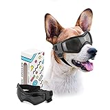 PETLESO Hundebrille Hundeschutzbrille Hunde Sonnenbrille Anti-UV Schutz Augenschutz für Kleine/Mittelgroße Hunde Schwarz-1