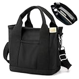 Aucuu Handtasche Canvas, Canvas Tasche Damen Umhängetasche Damen, Canvas Tote Bag Schultertasche Shopper mit Reißverschluss für Alltag, Schule, Einkaufen, Arbeit, Reisen