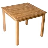 Divero quadratischer Gartentisch Como aus Teakholz, behandelt - für den Innen- und Außenbereich - Farbe: Braun