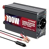 LVYUAN 700W Wechselrichter DC 12V auf 230V AC Spannungswandler Auto Konverter mit Dual USB Ports & EU Steckdosen Kfz Ladegerät Adapter
