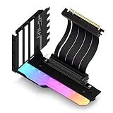 EZDIY-FAB Vertikale GPU-Halterung mit High-Speed 4.0 Riser-Kabel,ARGB-Modul,115mm/4.52in Flexible Verlängerung,90-Grad-Stecker,nur Kompatibel zu Voll-geöffneten PCIe-Steckplätzen-Schwarz-YIHPI344-2